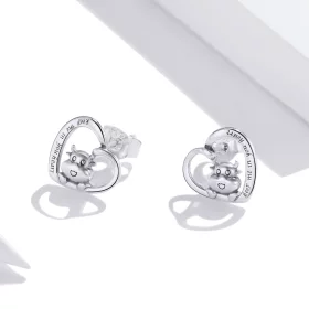 Pandora Style Silver Cute Cow Stud Earrings - SCE984