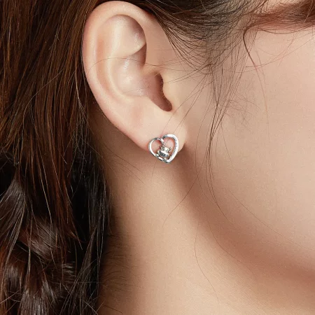 Pandora Style Silver Cute Cow Stud Earrings - SCE984