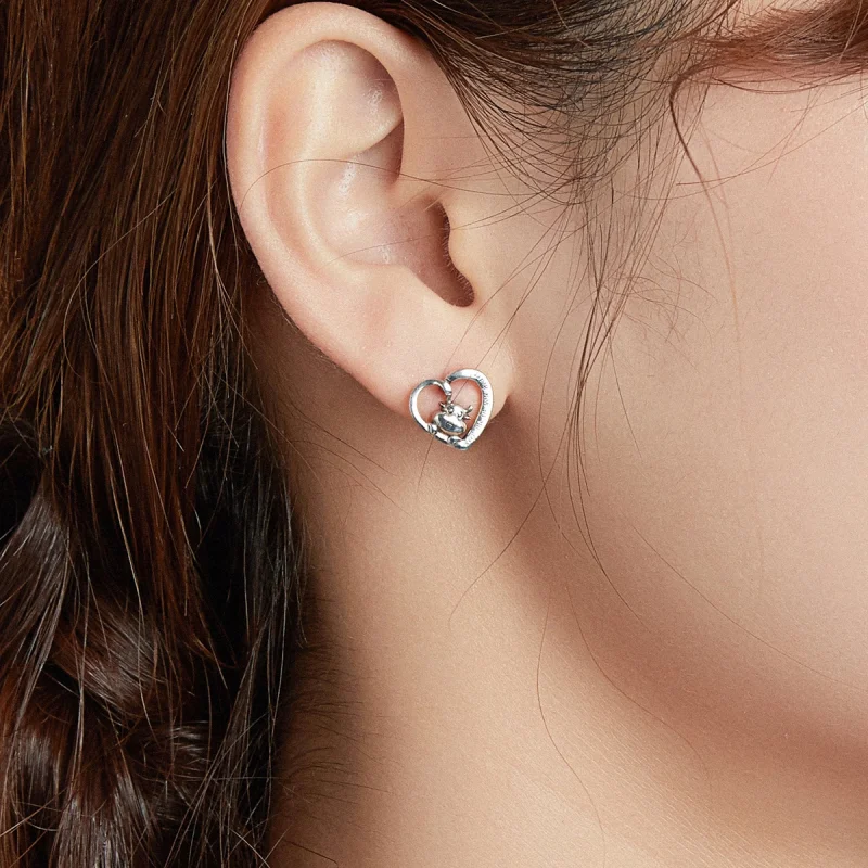 (image for) Pandora Style Silver Cute Cow Stud Earrings - SCE984 - View 6