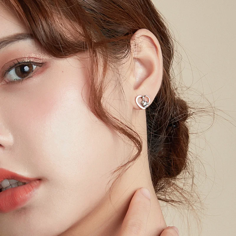 (image for) Pandora Style Silver Cute Cow Stud Earrings - SCE984 - View 7