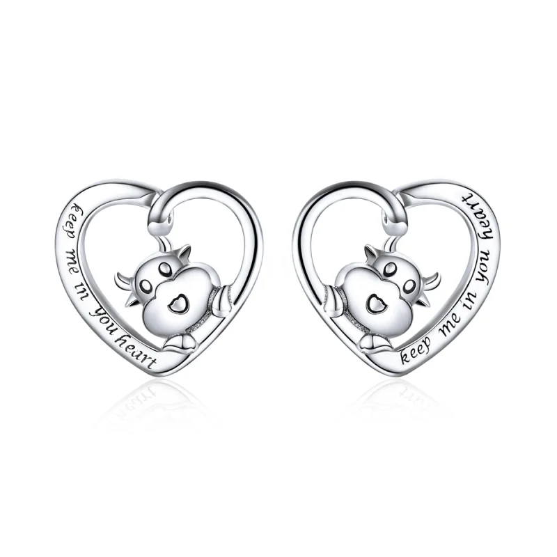 (image for) Pandora Style Silver Cute Cow Stud Earrings - SCE984 - Product Image