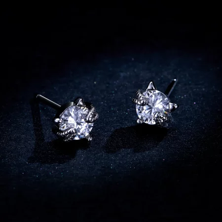 Pandora Style Silver Cute Kitten Stud Earrings - BSE205