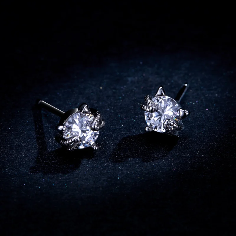 (image for) Pandora Style Silver Cute Kitten Stud Earrings - BSE205 - View 9