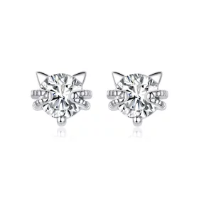 Pandora Style Silver Cute Kitten Stud Earrings - BSE205 Pandora Style Silver Cute Kitten Stud Earrings - BSE205