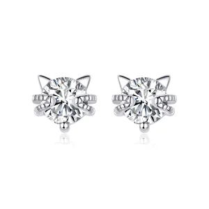 (image for) Pandora Style Silver Cute Kitten Stud Earrings - BSE205