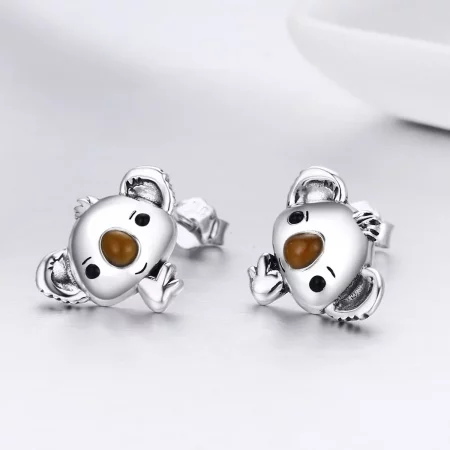 Pandora Style Silver Cute Koala Stud Earrings - SCE381