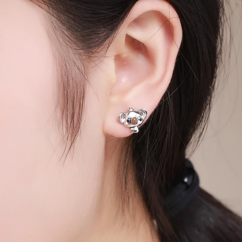 (image for) Pandora Style Silver Cute Koala Stud Earrings - SCE381 - View 7