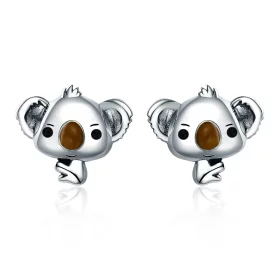 Pandora Style Silver Cute Koala Stud Earrings - SCE381