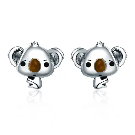 Pandora Style Silver Cute Koala Stud Earrings - SCE381