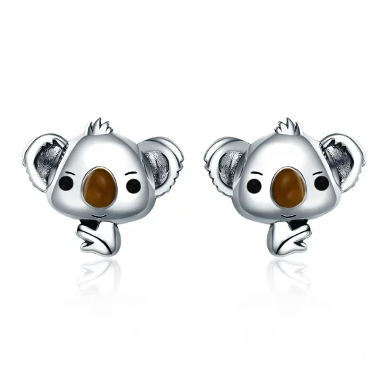 Pandora Style Silver Cute Koala Stud Earrings - SCE381