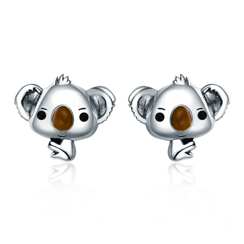 (image for) Pandora Style Silver Cute Koala Stud Earrings - SCE381 - Product Image
