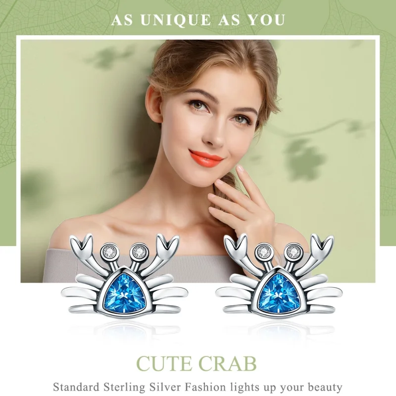 (image for) Pandora Style Silver Cute Little Crab Stud Earrings - SCE413 - View 2