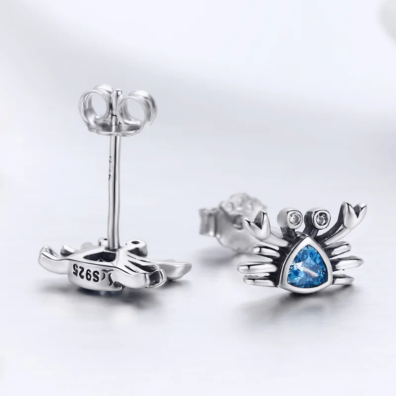 (image for) Pandora Style Silver Cute Little Crab Stud Earrings - SCE413 - View 6