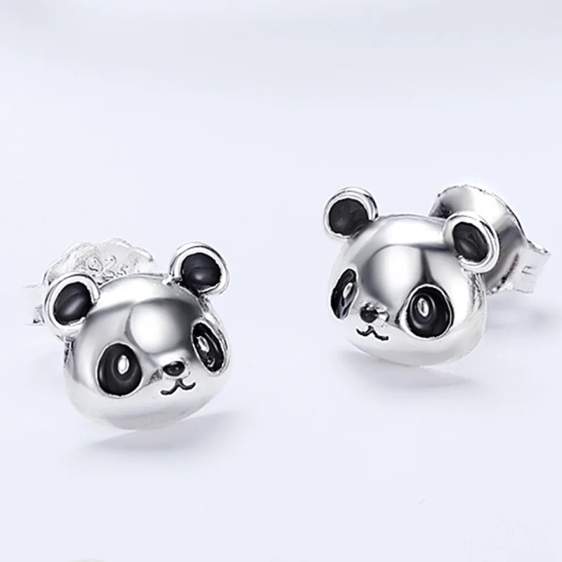 (image for) Pandora Style Silver Cute Panda Stud Earrings - SCE386 - View 5