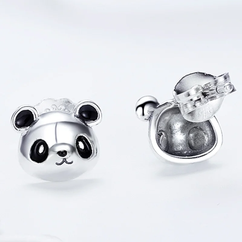 (image for) Pandora Style Silver Cute Panda Stud Earrings - SCE386 - View 6