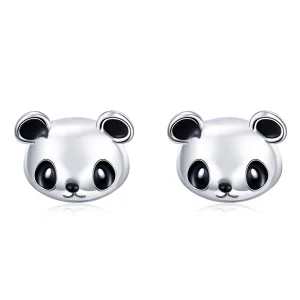 (image for) Pandora Style Silver Cute Panda Stud Earrings - SCE386