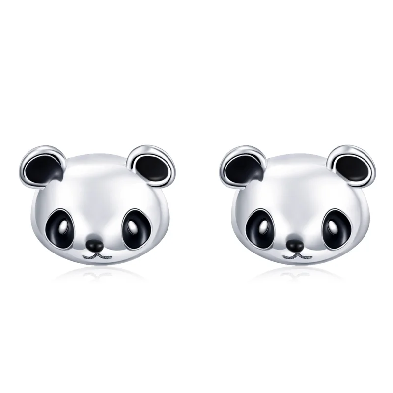 (image for) Pandora Style Silver Cute Panda Stud Earrings - SCE386 - Product Image
