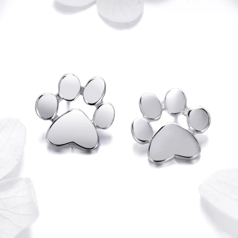 (image for) Pandora Style Silver Cute Paw Stud Earrings - SCE407-2 - View 5