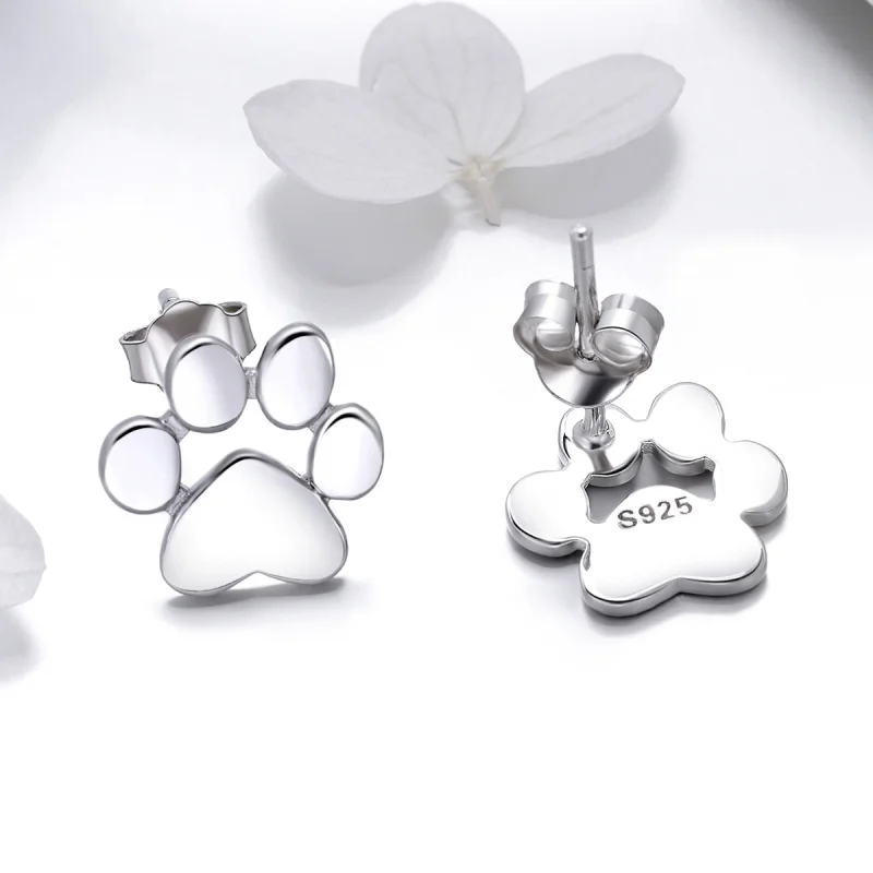 (image for) Pandora Style Silver Cute Paw Stud Earrings - SCE407-2 - View 7