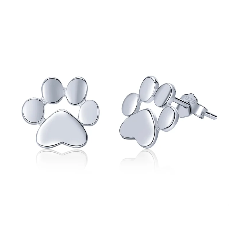 (image for) Pandora Style Silver Cute Paw Stud Earrings - SCE407-2 - Product Image