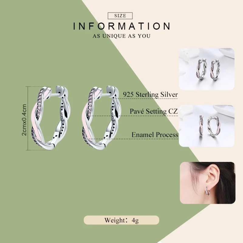 (image for) Pandora Style Silver Cute Rabbit Hoop Earrings - SCE297 - View 2