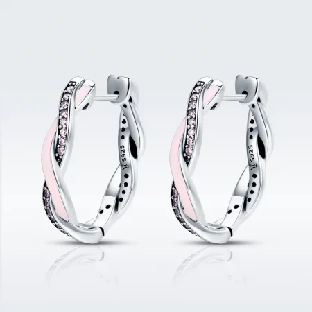 Pandora Style Silver Cute Rabbit Hoop Earrings - SCE297