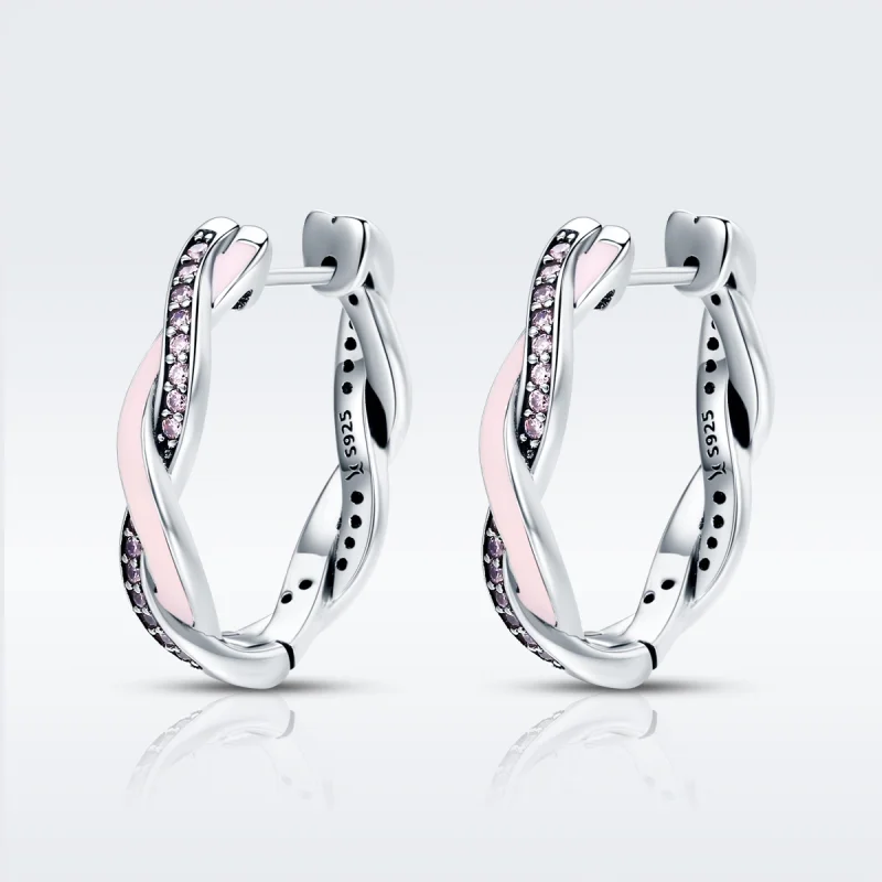 (image for) Pandora Style Silver Cute Rabbit Hoop Earrings - SCE297 - View 4