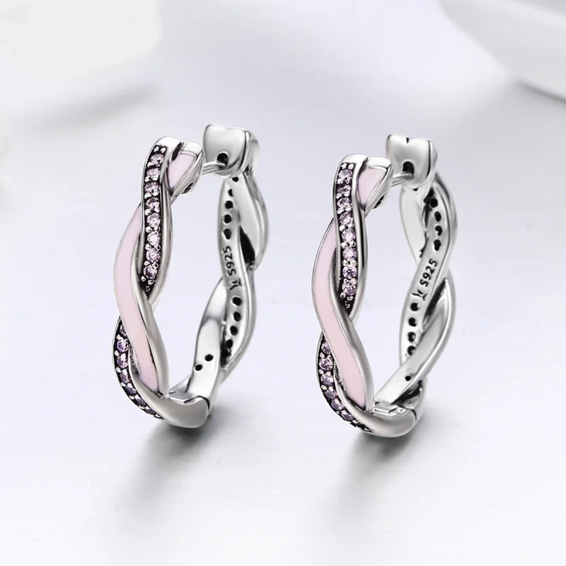 (image for) Pandora Style Silver Cute Rabbit Hoop Earrings - SCE297 - View 5