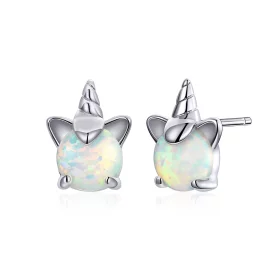 Pandora Style Silver Cute Unicorn Stud Earrings - SCE737 Pandora Style Silver Cute Unicorn Stud Earrings - SCE737