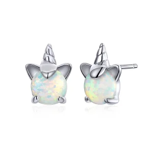 (image for) Pandora Style Silver Cute Unicorn Stud Earrings - SCE737