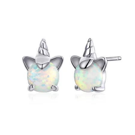 Pandora Style Silver Cute Unicorn Stud Earrings - SCE737