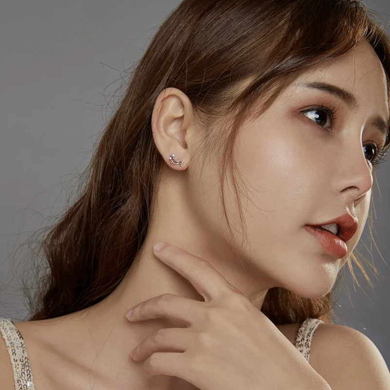 (image for) Pandora Style Silver Dachshund Stud Earrings - SCE952 - View 6