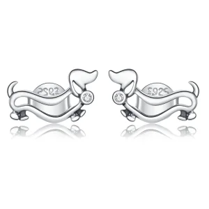 (image for) Pandora Style Silver Dachshund Stud Earrings - SCE952