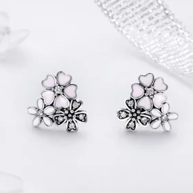 Pandora Style Silver Daisies and Cherry Blossoms Stud Earrings - SCE400 Pandora Style Silver Daisies and Cherry Blossoms Stud Earrings - SCE400