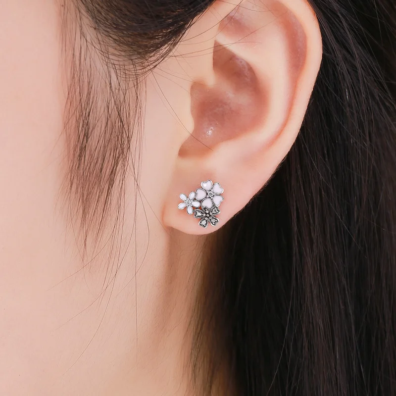 (image for) Pandora Style Silver Daisies and Cherry Blossoms Stud Earrings - SCE400 - View 7