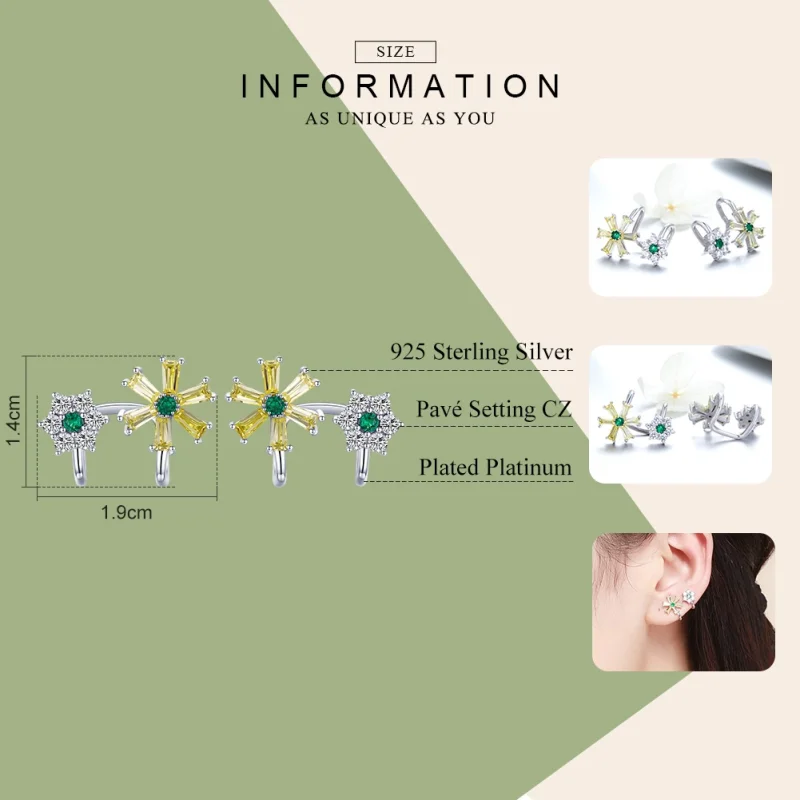 (image for) Pandora Style Silver Daisy Flower Stud Earrings - SCE487 - View 3