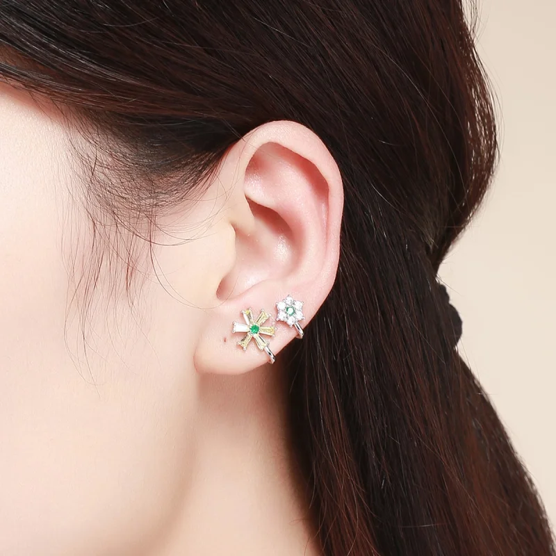 (image for) Pandora Style Silver Daisy Flower Stud Earrings - SCE487 - View 4