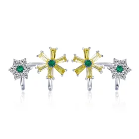 Pandora Style Silver Daisy Flower Stud Earrings - SCE487