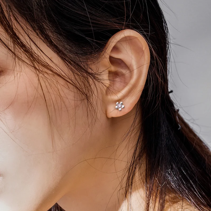 (image for) Pandora Style Silver Daisy Flower Stud Stud Earrings - SCE784 - View 5