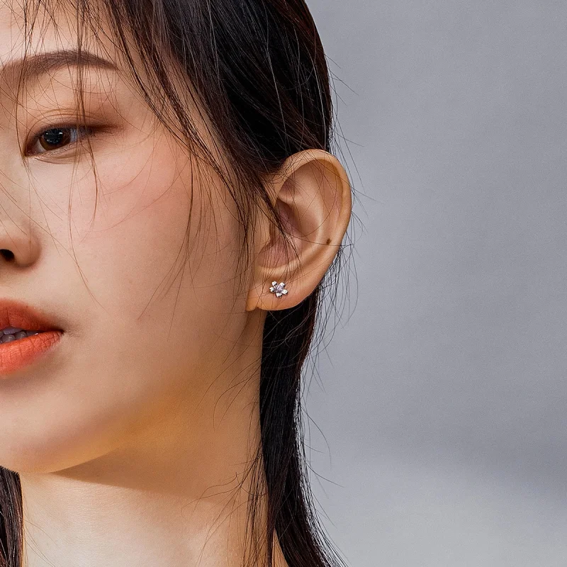 (image for) Pandora Style Silver Daisy Flower Stud Stud Earrings - SCE784 - View 6