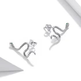 Pandora Style Silver Dance of The Snake Stud Earrings - SCE1111 Pandora Style Silver Dance of The Snake Stud Earrings - SCE1111