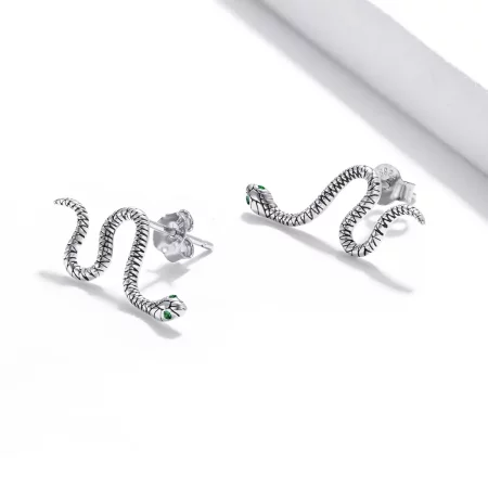 Pandora Style Silver Dance of The Snake Stud Earrings - SCE1111
