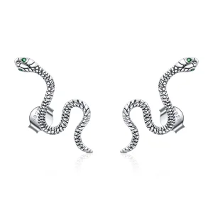 (image for) Pandora Style Silver Dance of The Snake Stud Earrings - SCE1111