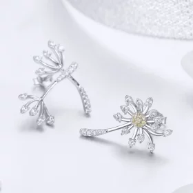 Pandora Style Silver Dandelion Love Stud Earrings - SCE506 Pandora Style Silver Dandelion Love Stud Earrings - SCE506