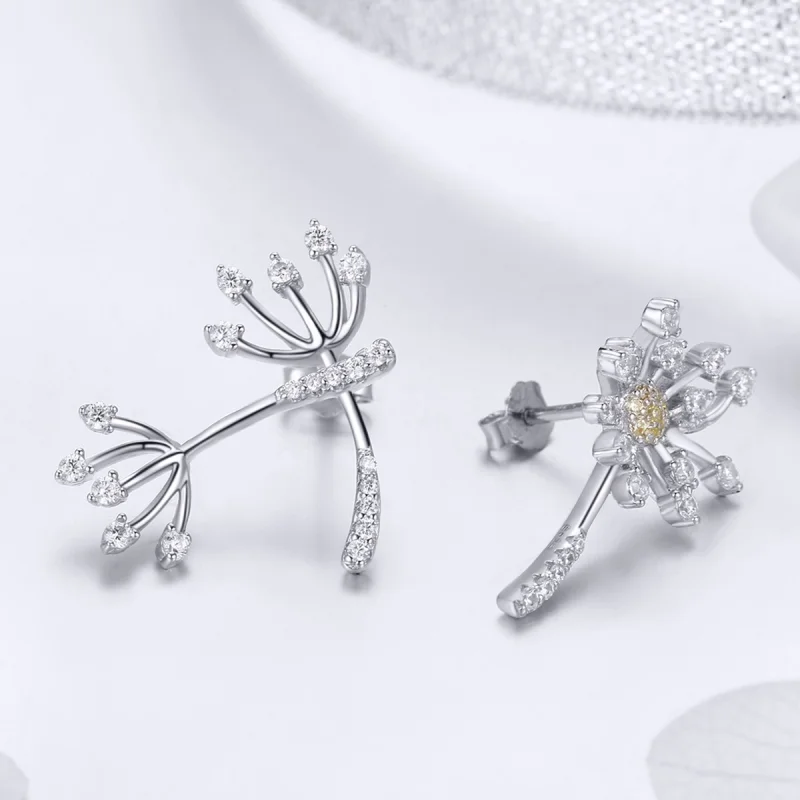 (image for) Pandora Style Silver Dandelion Love Stud Earrings - SCE506 - View 5