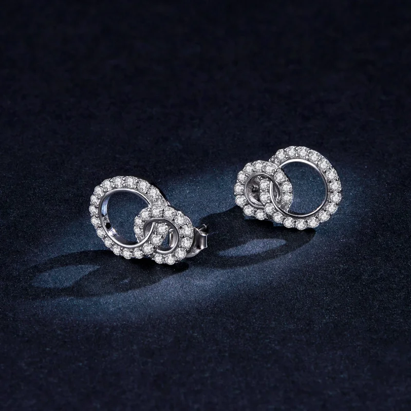 (image for) Pandora Style Silver Dazzling Doubles Stud Earrings - BSE388 - View 5