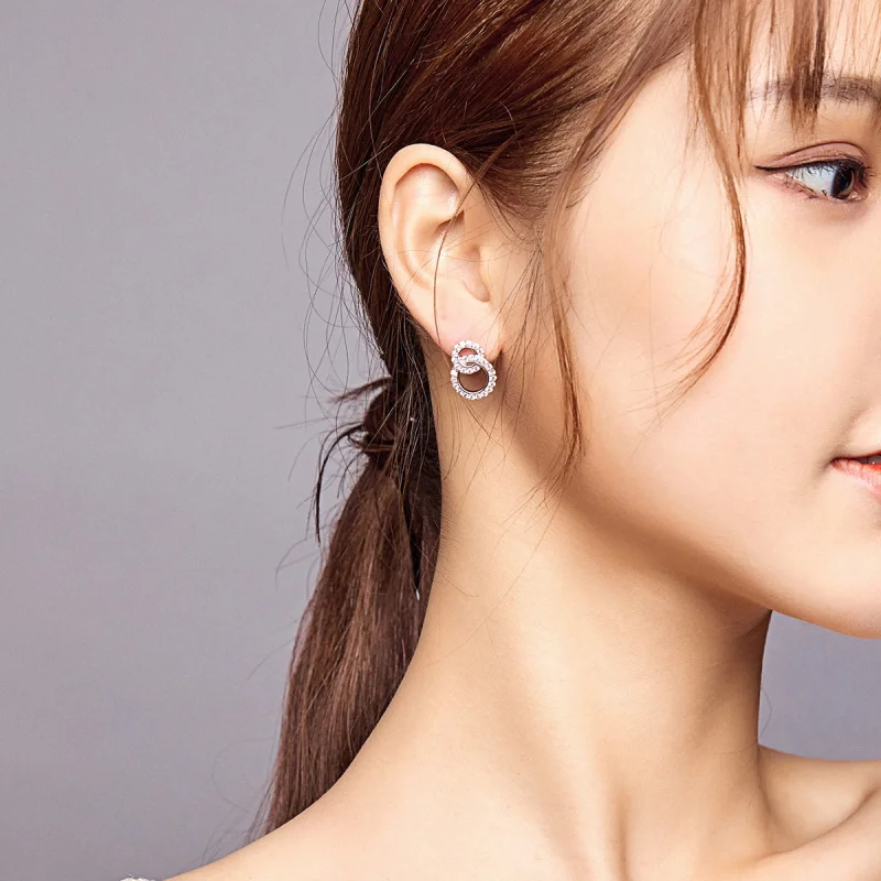 (image for) Pandora Style Silver Dazzling Doubles Stud Earrings - BSE388 - View 7