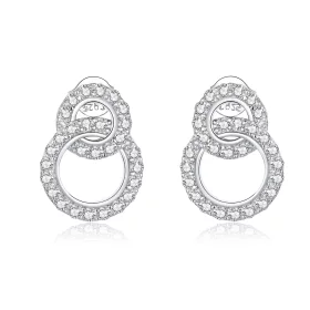 Pandora Style Silver Dazzling Doubles Stud Earrings - BSE388 Pandora Style Silver Dazzling Doubles Stud Earrings - BSE388