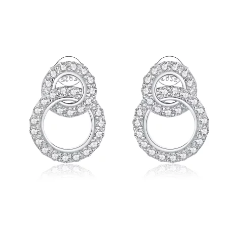 Pandora Style Silver Dazzling Doubles Stud Earrings - BSE388 Pandora Style Silver Dazzling Doubles Stud Earrings - BSE388