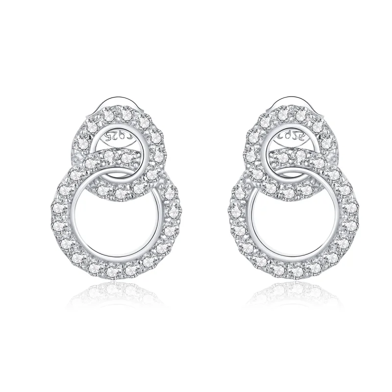 (image for) Pandora Style Silver Dazzling Doubles Stud Earrings - BSE388 - Product Image